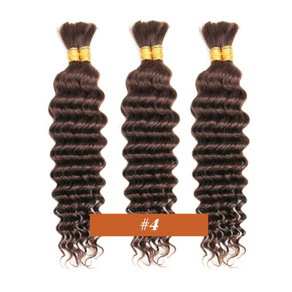 Human Braiding Hair Chocolate Brown 100g Deep Wave Bulk No Weft Human Hair Wigs Bundles for Curly Boho Braiding