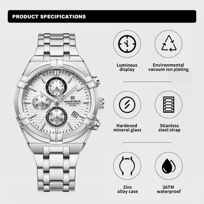 NAVIFORCE Original Watches for Men Quartz Fashion Sport Chronograph Male Simple Wild Waterproof ate Display Wristwatch Man Clock