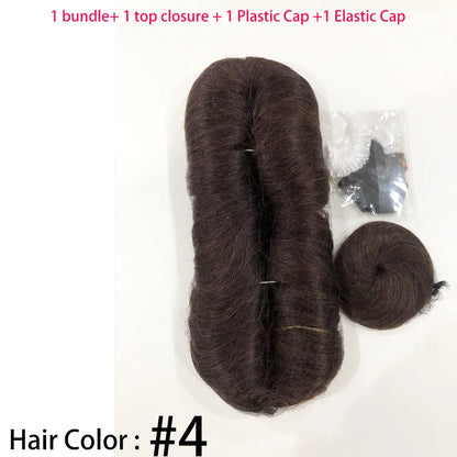 28PCS Brazilian Short Human Hair Extensions #1B#4#30#99J One Pack For A Full Head 100% Human Hair Bundles With Free Closure