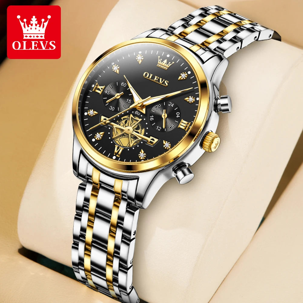 OLEVS Women's Watches Elegant Fashion Original Quartz Female Wristwatch Multifunction Chronograph Waterproof Luminous 24 Hour