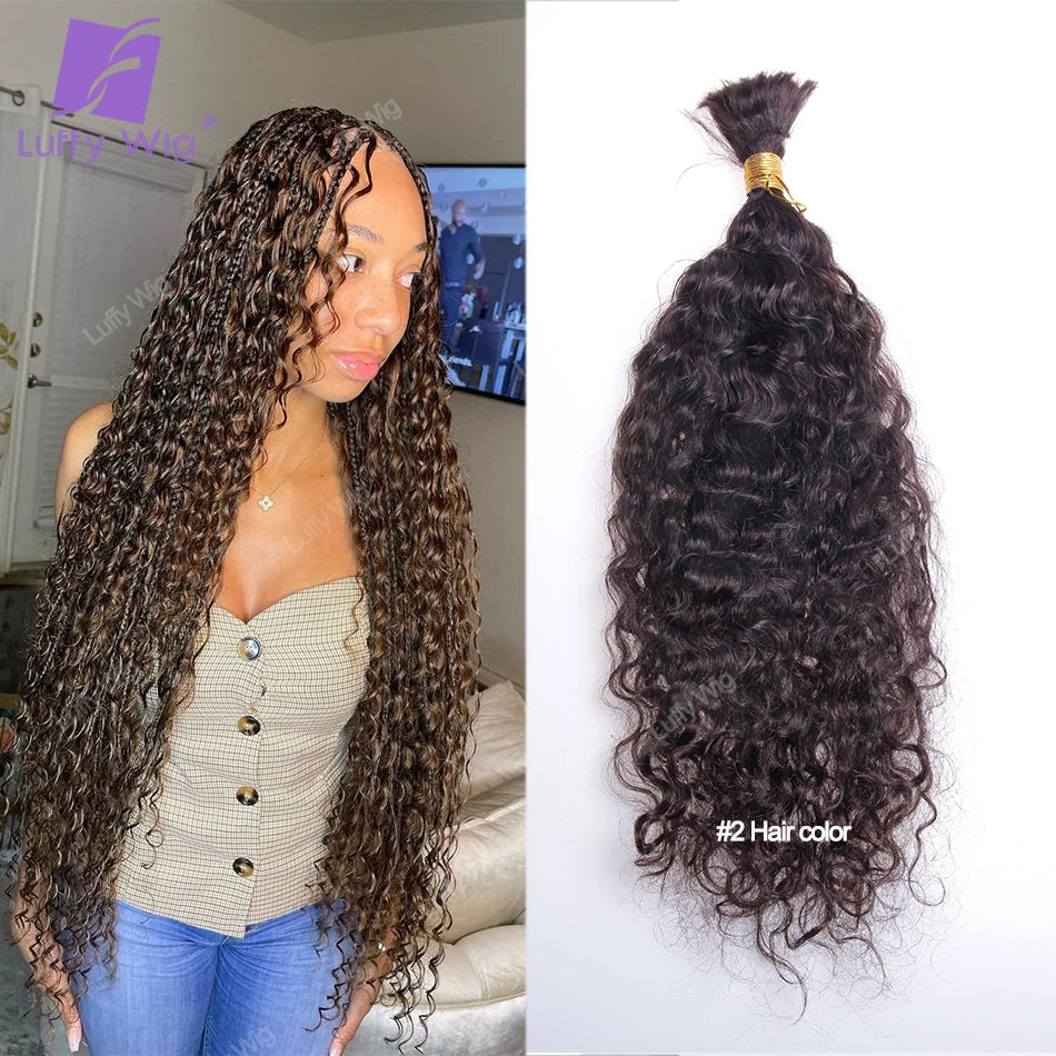 Bulk Human Hair For Braiding Curly Double Drawn Brazilian Remy No Weft Extensions Bohemian Boho Box Braids Hair For Black Women