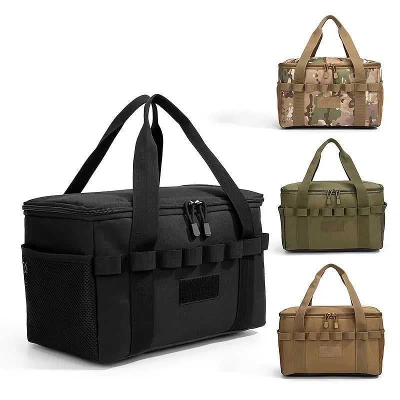 Outdoor Camping Tactical Bag - 14L Large Capacity Multi-Functional Tool & Picnic Gear Organizer with Multiple Compartments Black