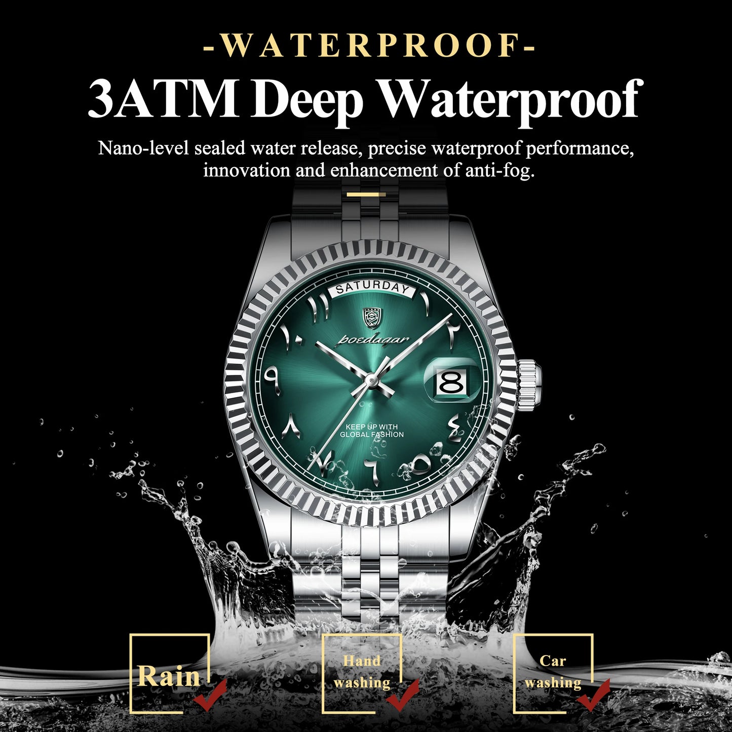 POEDAGAR Brand Fashion Men Clock Waterproof Date Week Business Man Watch Stainless Steel High Quality Quartz Men's Watches Reloj