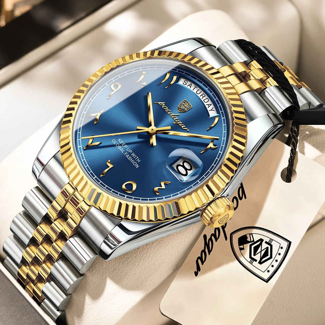 POEDAGAR Brand Fashion Men Clock Waterproof Date Week Business Man Watch Stainless Steel High Quality Quartz Men's Watches Reloj