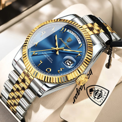 POEDAGAR Brand Fashion Men Clock Waterproof Date Week Business Man Watch Stainless Steel High Quality Quartz Men's Watches Reloj