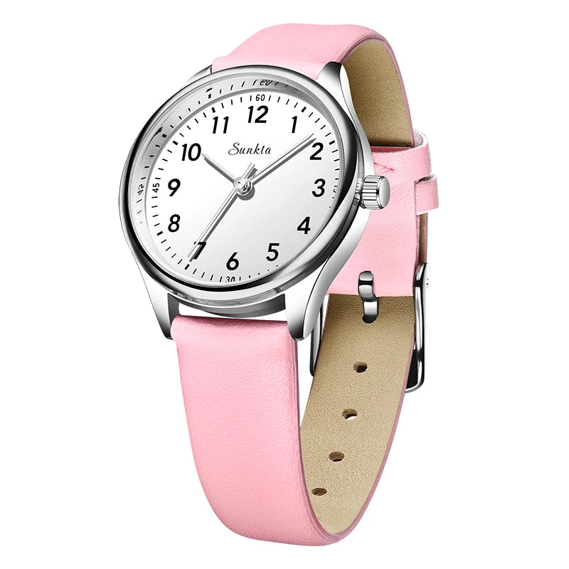 SUNKTA new fashion luxury women's quartz watches elegant leather Watches for Women waterproof simple ladies watches reloj+BOX