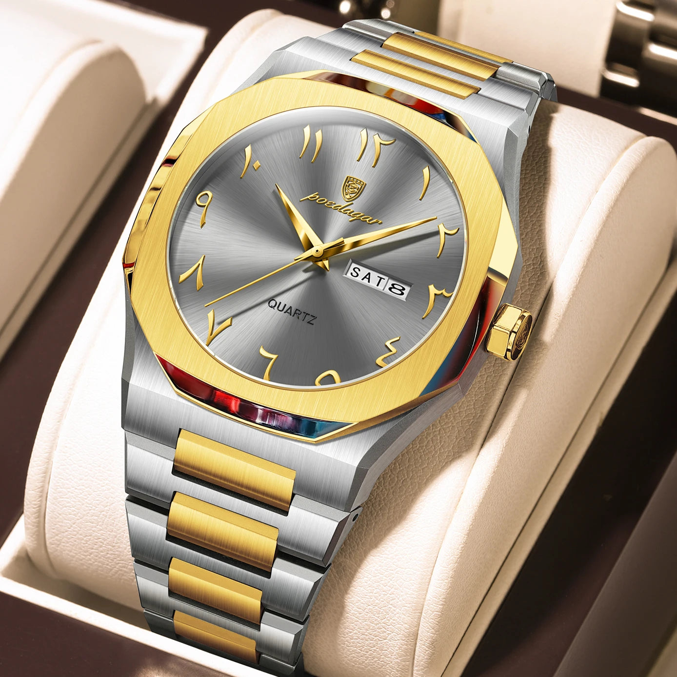 POEDAGAR Original Luxury Men's Watch Waterproof Week Date Fashion Men Wristwatch Quartz Stainless Steel Man Watches Reloj Hombre