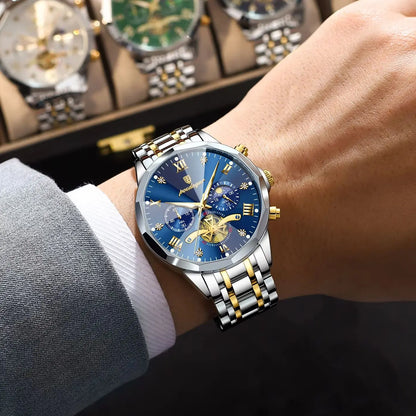 POEDAGAR Top Original Men Clock Waterproof Luminous Chronograph Man Wristwatch Stainless Steel Luxury Quartz Men's Watches Reloj