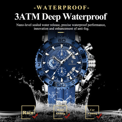 POEDAGAR Luxury Military Men Clock Luminous Waterproof Chronograph Date Men's Watch Silicone Quartz Sports Watches For Man Reloj