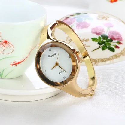 Minimalist Women Cuff Watch Fashion Casual Round Lady Women Bracelet Girls Watches Gold Stainless Steel Quartz Watch Reloj Mujer