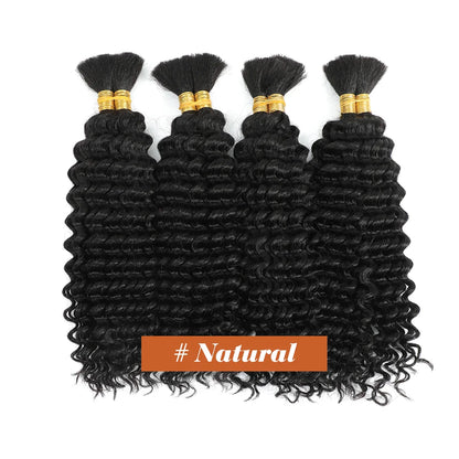 Human Braiding Hair Chocolate Brown 100g Deep Wave Bulk No Weft Human Hair Wigs Bundles for Curly Boho Braiding