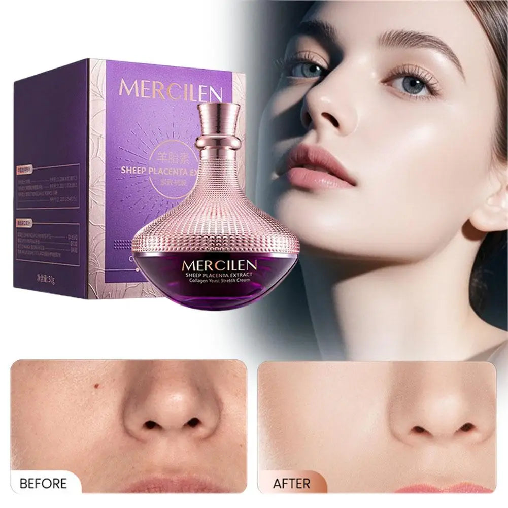 Sheep Placenta Collagen Yeast Moisturizing Facial Cream Natural Nourishing Hydrating Smooth Soft Skin Daily Face Care