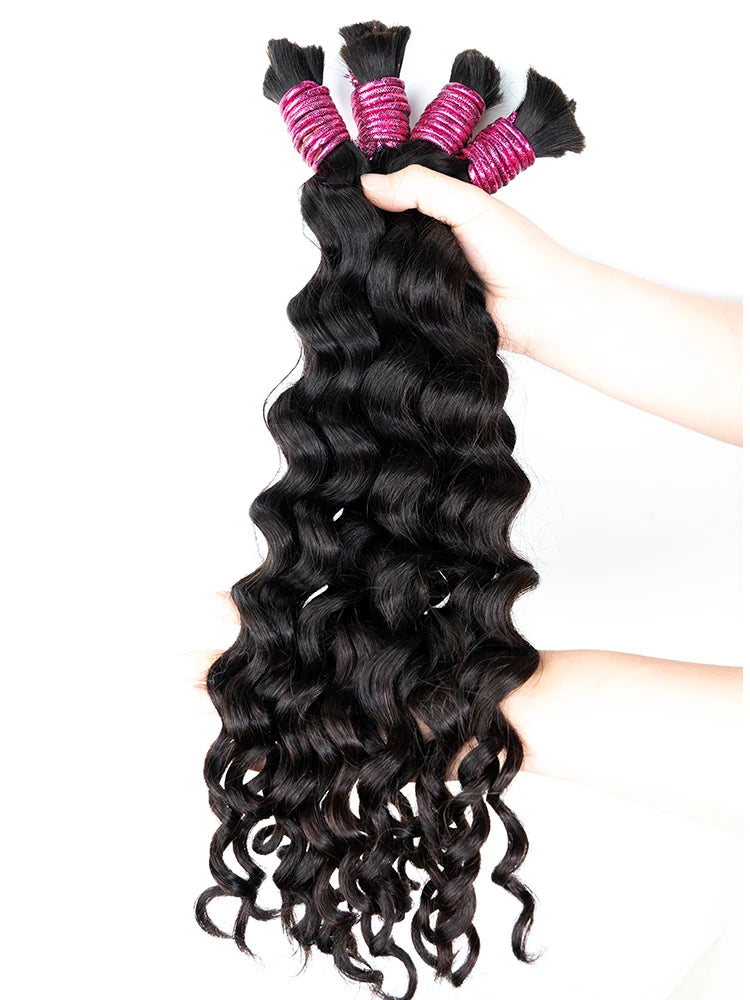 Human Hair Bulk Italian Curl No Weft Hair Bulk For Braiding Curly Hair Real Human Hair Indian Natural Black Human Hair Extension
