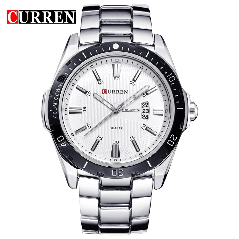 CURREN Fashion Men's Quartz Watch Stainless Steel Waterproof Luminous Man Watch Chronograph Date Multifunction Watches For Men