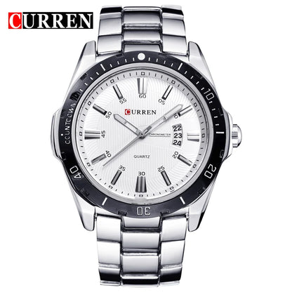 CURREN Fashion Men's Quartz Watch Stainless Steel Waterproof Luminous Man Watch Chronograph Date Multifunction Watches For Men