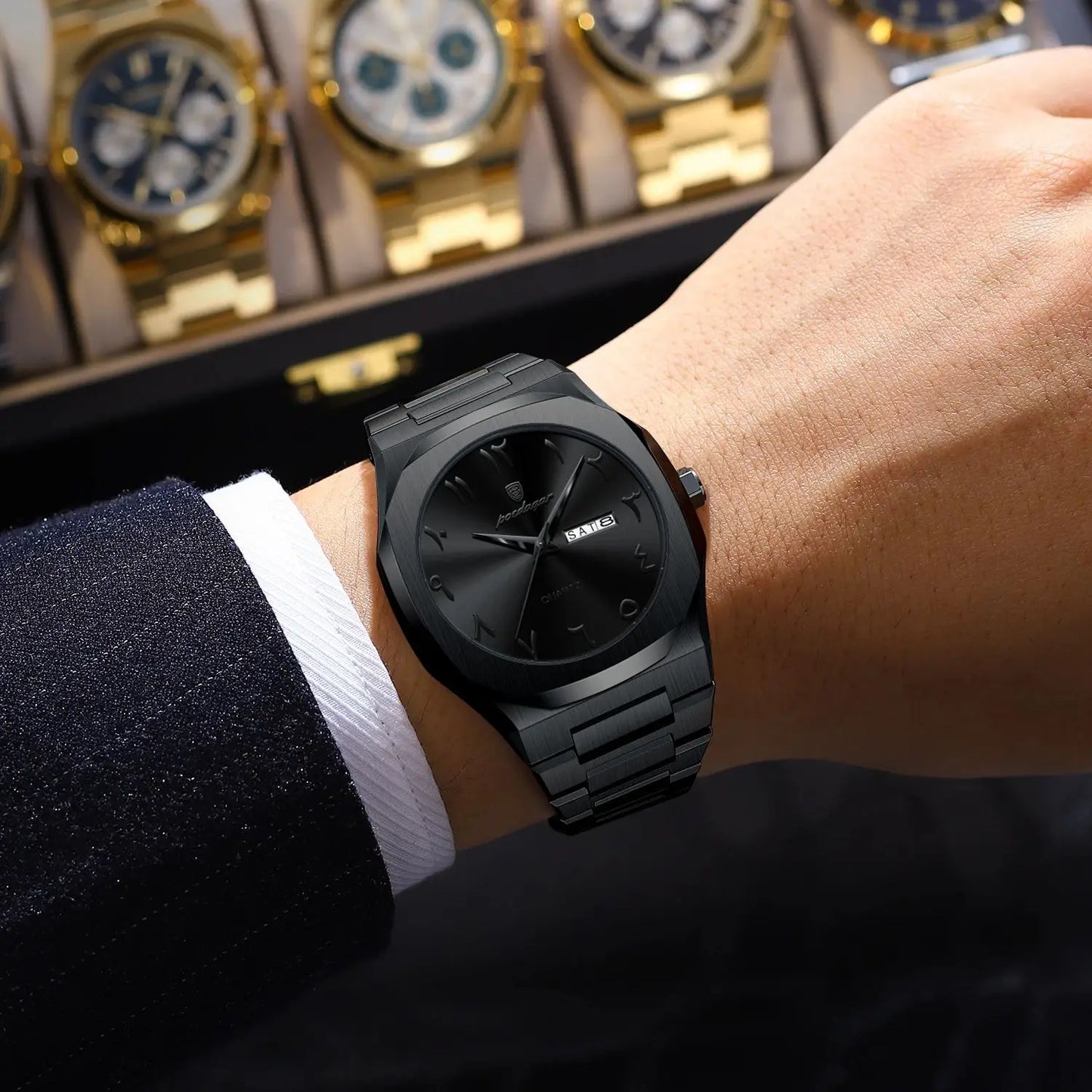 POEDAGAR Original Luxury Men's Watch Waterproof Week Date Fashion Men Wristwatch Quartz Stainless Steel Man Watches Reloj Hombre