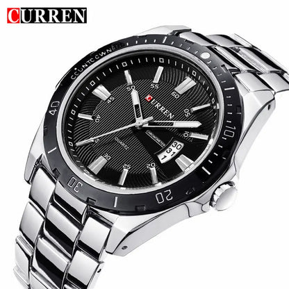CURREN Fashion Men's Quartz Watch Stainless Steel Waterproof Luminous Man Watch Chronograph Date Multifunction Watches For Men