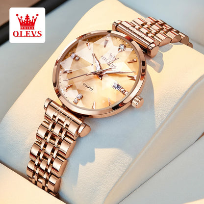 OLEVS 5536 Women's Watch High Quality Elegant Jewelry Design Waterproof Quartz Watch Luxury Rose Gold Women's Watch Reloj Mujer