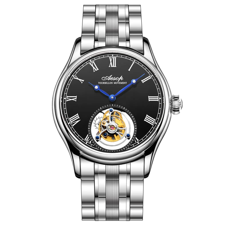 Aesop Real Flying Tourbillon Movement Mechanical Watches Luxury Watch for Men Skeleton Tourbillon Watch Sapphire Official Store