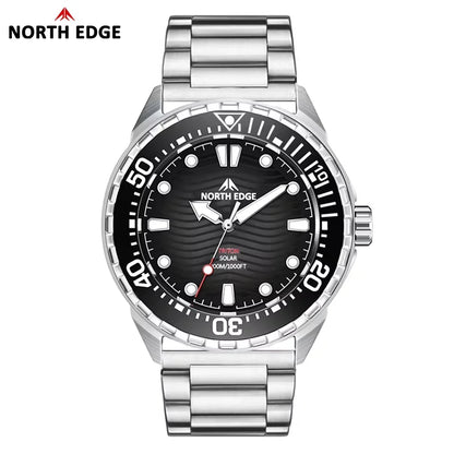 NORTH EDGE NEW+ TRITON Solar-Powered Diving Watch Luxury Quartz Watches For Men 300M Waterproof 180+ Day Power