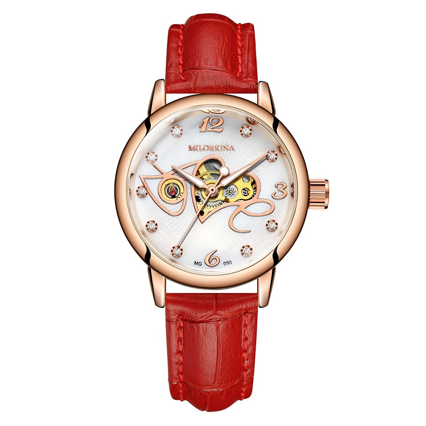 ORKINA Automatic Mechanical Women's Watch Top Brand Luxury Fashion Casual Leather or Stainless Steel Band Lady Dress Wristwatch