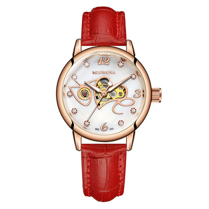 ORKINA Automatic Mechanical Women's Watch Top Brand Luxury Fashion Casual Leather or Stainless Steel Band Lady Dress Wristwatch