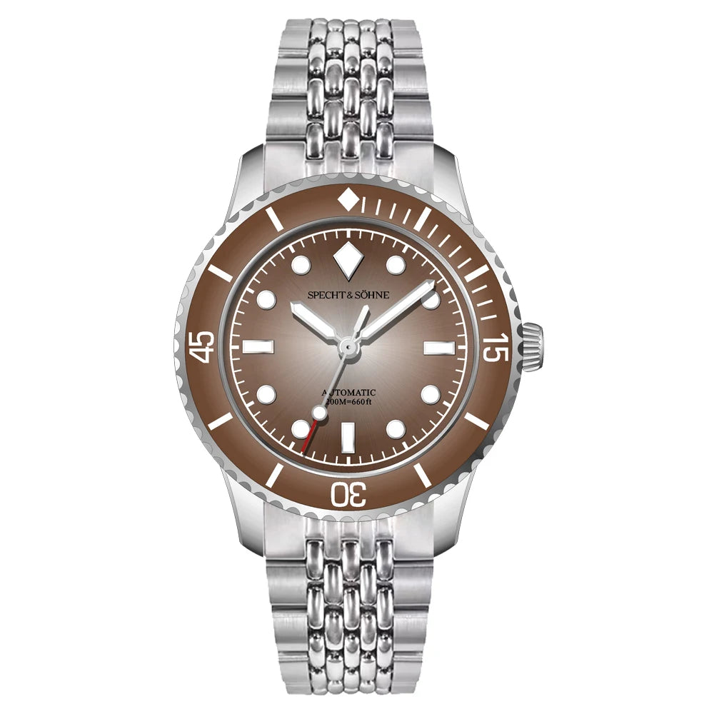 2026 New Specht & Söhne 39mm Vintage Men Dive Watch Automatic Mechanical Watches Sapphire Crystal BGW Luminous Waterproof 200m