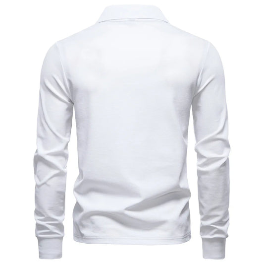 2025 Autumn New Men's Deer Embroidery Cotton Rich Blend Breathable Polo Shirts Long Sleeve Social Business Golf Polo Shirts Male