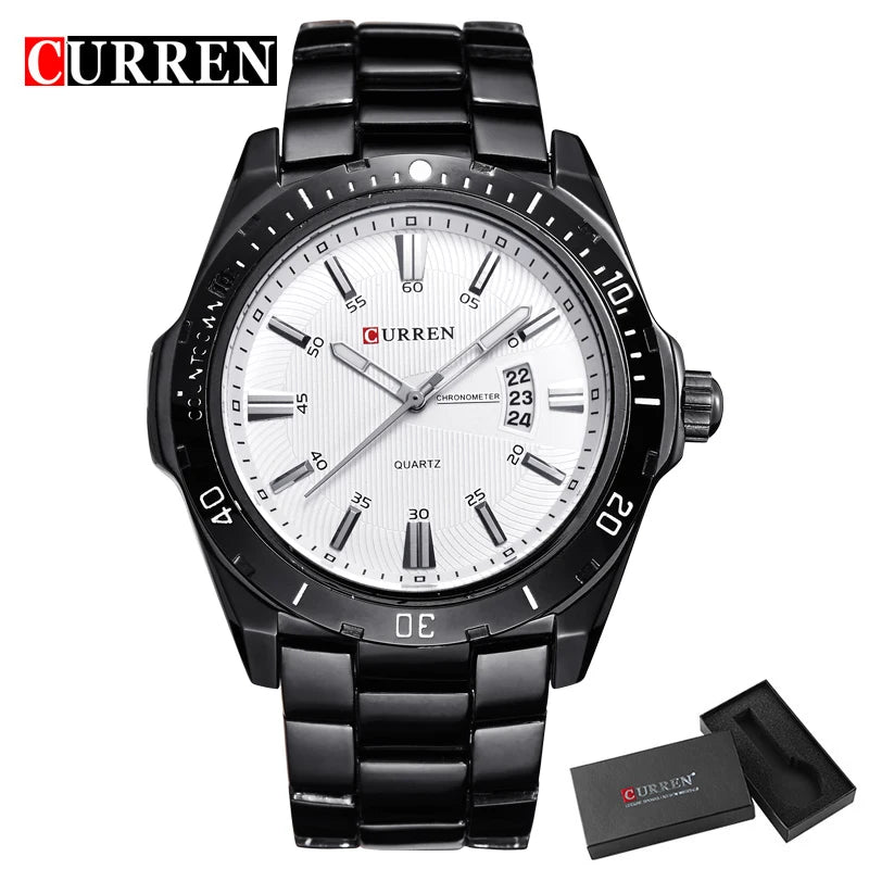 CURREN Fashion Men's Quartz Watch Stainless Steel Waterproof Luminous Man Watch Chronograph Date Multifunction Watches For Men