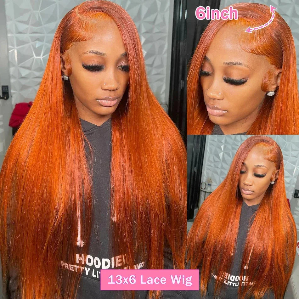 Deep Wave Ginger Orange Lace Front Curly Human Hair Wig Water Wave 13x4 13x6 HD Lace Frontal Wig For Women Brazilian 200 Density