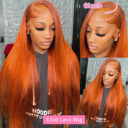 Deep Wave Ginger Orange Lace Front Curly Human Hair Wig Water Wave 13x4 13x6 HD Lace Frontal Wig For Women Brazilian 200 Density