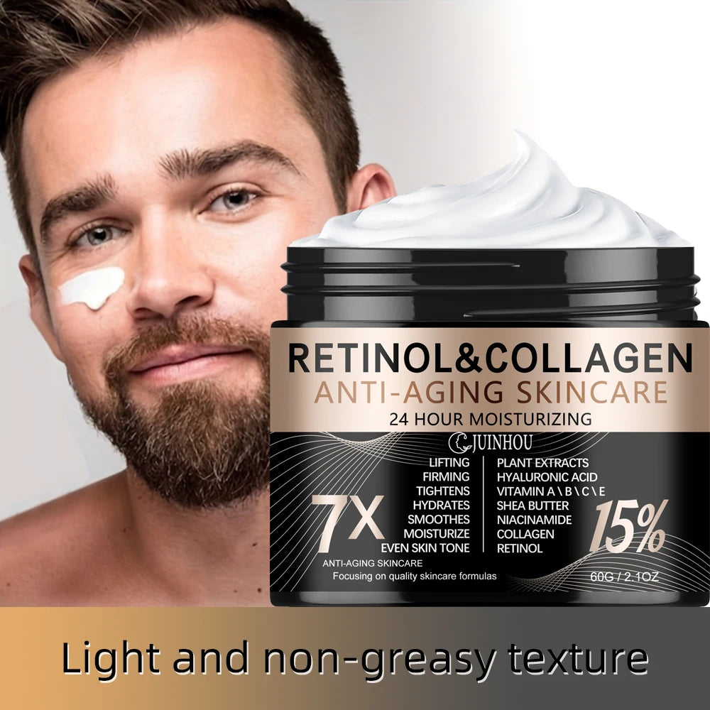 JUINHOU Men's Retinol Collagen Anti-Aging Skin Cream Moisturizes Skin to Make Wrinkles Less Noticeable Refreshing and Non-greasy