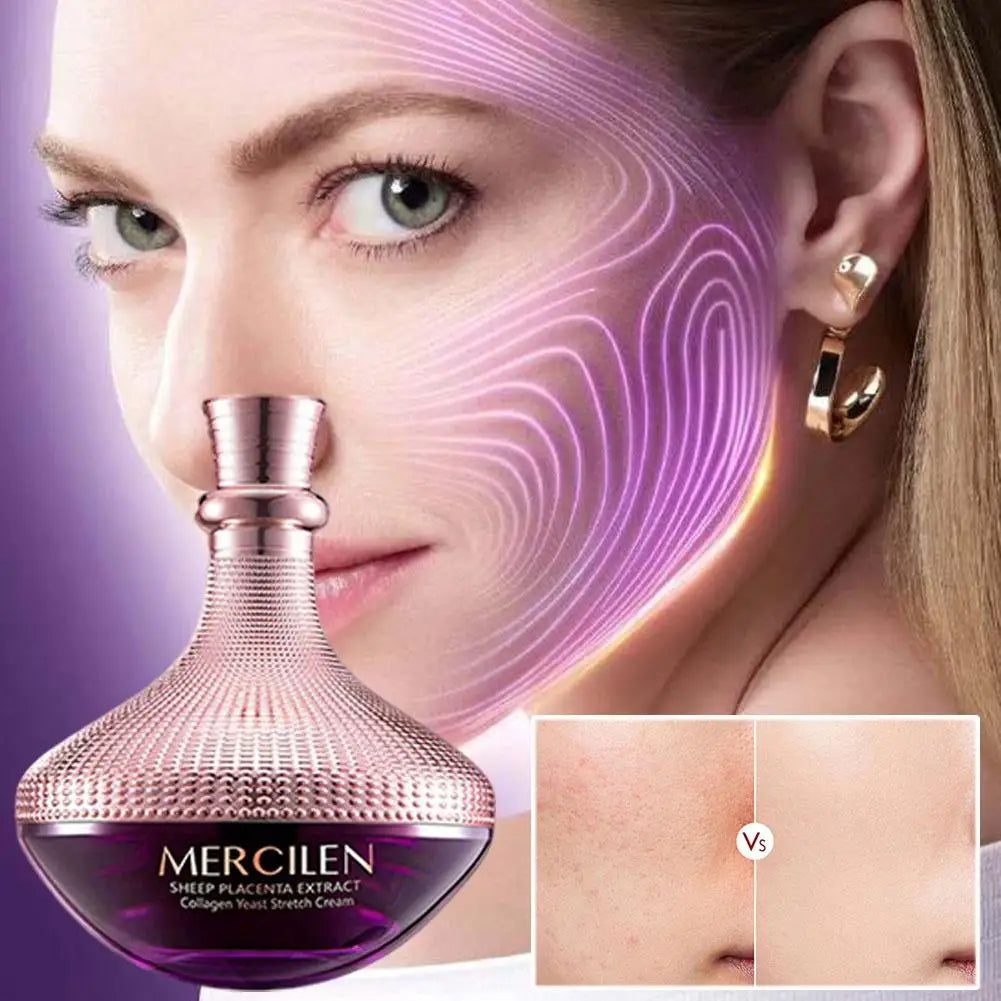 Sheep Placenta Collagen Yeast Moisturizing Facial Cream Natural Nourishing Hydrating Smooth Soft Skin Daily Face Care