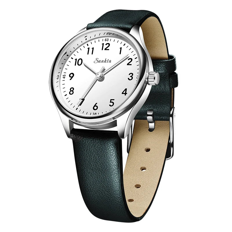 SUNKTA new fashion luxury women's quartz watches elegant leather Watches for Women waterproof simple ladies watches reloj+BOX