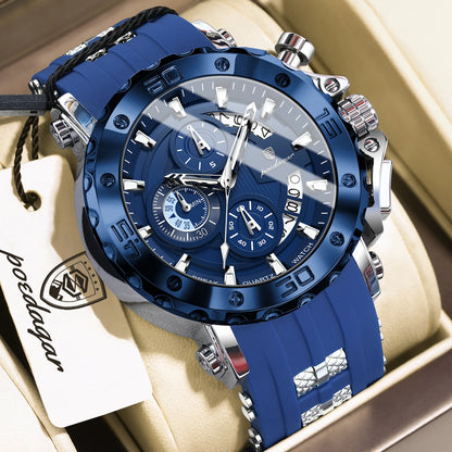 POEDAGAR Luxury Military Men Clock Luminous Waterproof Chronograph Date Men's Watch Silicone Quartz Sports Watches For Man Reloj