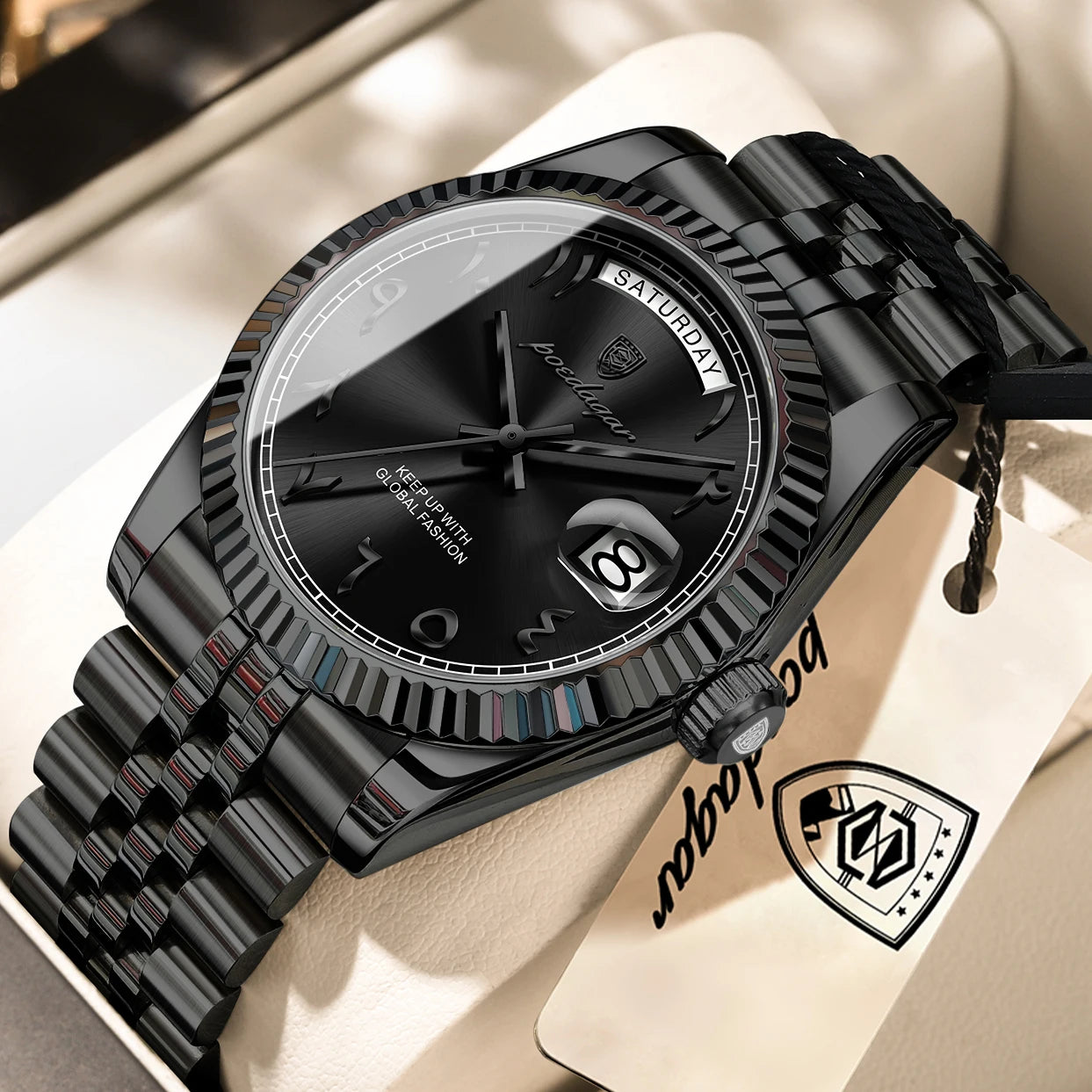 POEDAGAR Brand Fashion Men Clock Waterproof Date Week Business Man Watch Stainless Steel High Quality Quartz Men's Watches Reloj