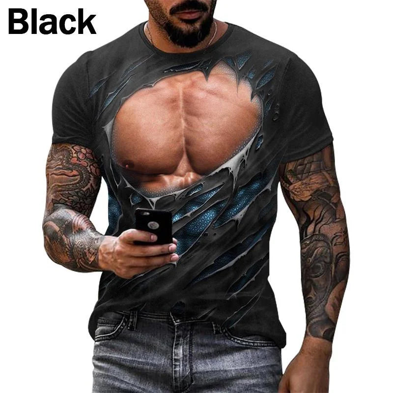 New Funny Muscle 3D T Shirt Men's Fashion Casual T-shirt Men Women Round Neck Short Sleeve Unisex Children Tshirt Clothes