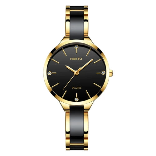 NIBOSI Fashion Women Watches Top Brand Luxury Ceramic Strap Rose Gold Watch Waterproof Ladies Quartz Wristwatch Relogio Feminino