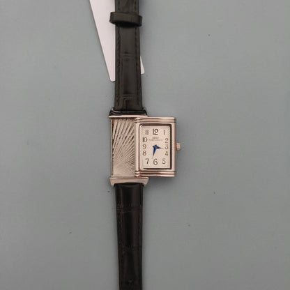 New retro square women's quartz watch with reversible case and leather strap silver watch unique niche watch 21*36mm
