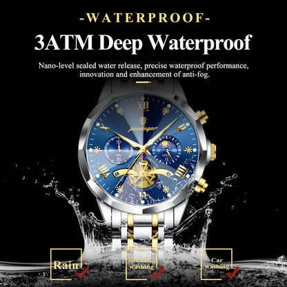 POEDAGAR Top Original Men Clock Waterproof Luminous Chronograph Man Wristwatch Stainless Steel Luxury Quartz Men's Watches Reloj