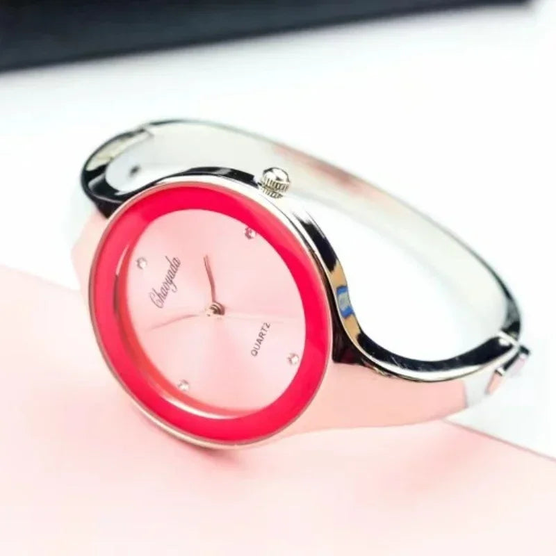 Minimalist Women Cuff Watch Fashion Casual Round Lady Women Bracelet Girls Watches Gold Stainless Steel Quartz Watch Reloj Mujer