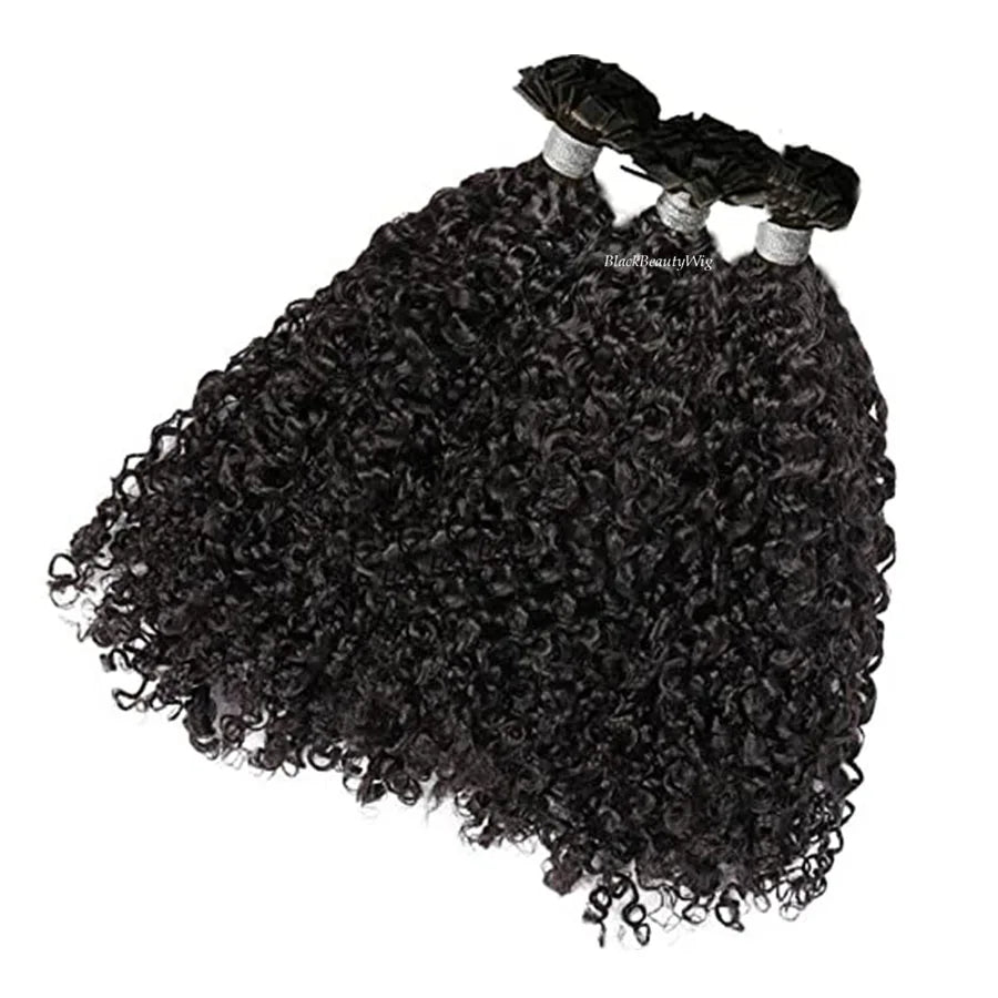 Curly Flat Tip Hair Extensions Malaysian Human Hair Pre Bonded K Tip Human Hair Extension Sassy Curly Keratin Fusion Hair 100Pcs