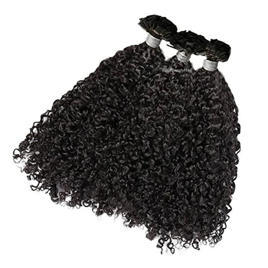 Curly Flat Tip Hair Extensions Malaysian Human Hair Pre Bonded K Tip Human Hair Extension Sassy Curly Keratin Fusion Hair 100Pcs