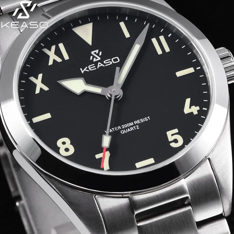 KEASO Top Men's Dive Watches MIYOTA 2035 Quartz Movement Sapphire C3 Luminous 200M Waterproof Sports 316L Solid Steel Watch