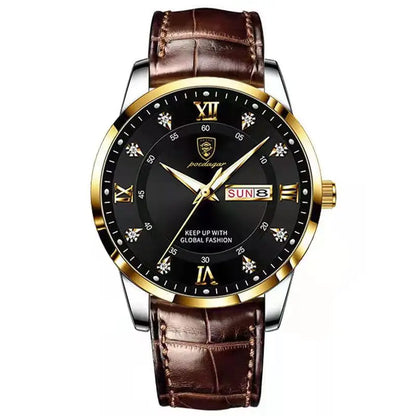 POEDAGAR Original High Quality Men Watch Waterproof Luminous Leather Sports Man Wristwatch Quartz Stylish Casual Watches For Men