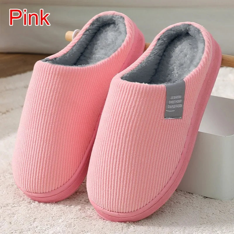 Winter Warm Fur Home Slippers Women Comfort Mute Non Slip Plush Slides Woman Solid Color Soft Sole Indoor Bedroom Slippers 2024
