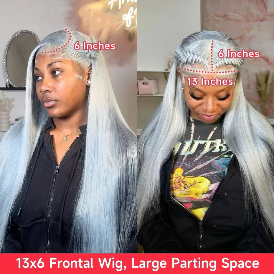Blonde 613 Silver Grey 13x6 HD Human Hair Lace Front Wig Pre plucked Transparent Brazilian Lace Frontal Wig For Women 40 inches