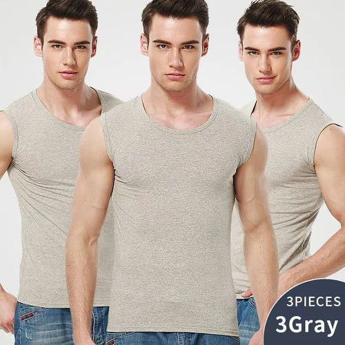 3/1 Pack Men's Cotton Sleeveless Vest Young Men's Wide Shoulder Sports
