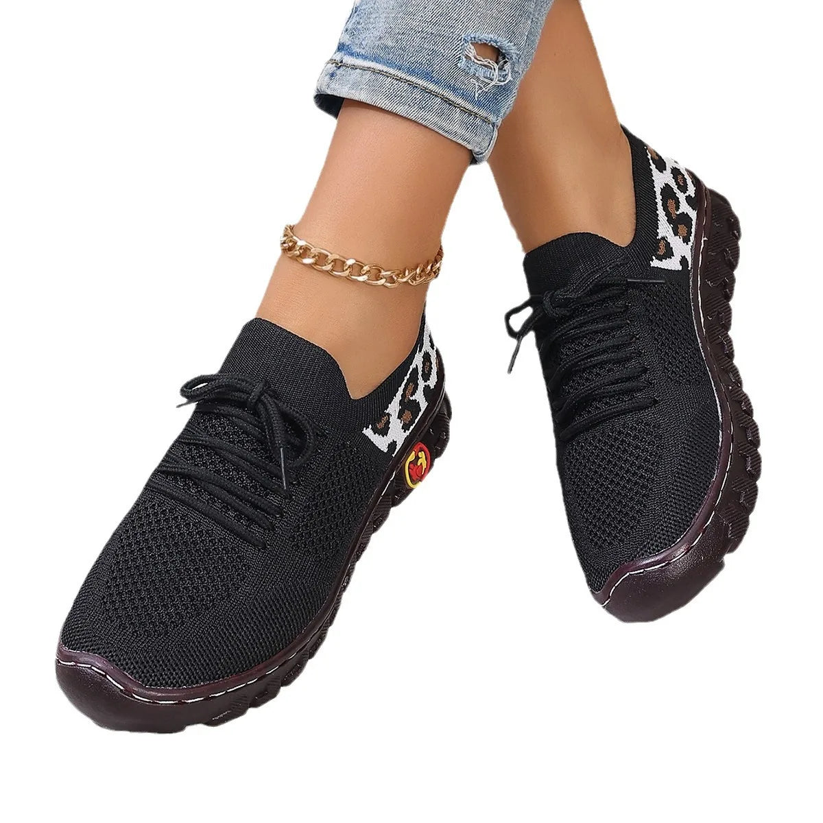 Plus Size 36-43 Shoes for Women Summer Women Mesh Breathable Comfortable Non-slip Flats Loafers Lace Up Sneakers Women