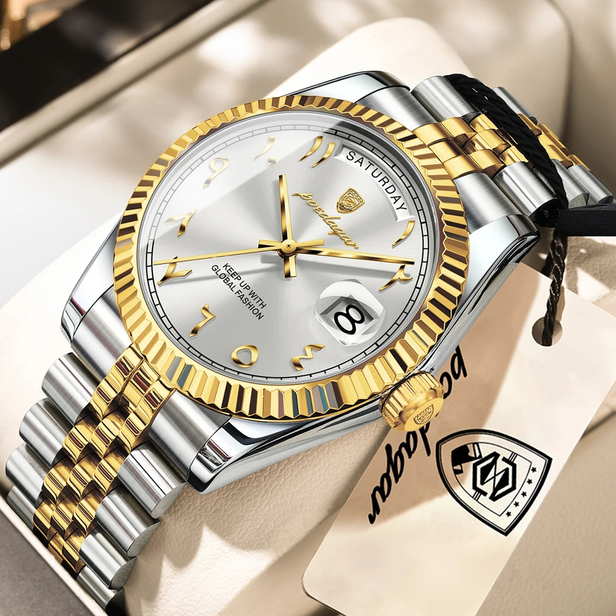 POEDAGAR Brand Fashion Men Clock Waterproof Date Week Business Man Watch Stainless Steel High Quality Quartz Men's Watches Reloj